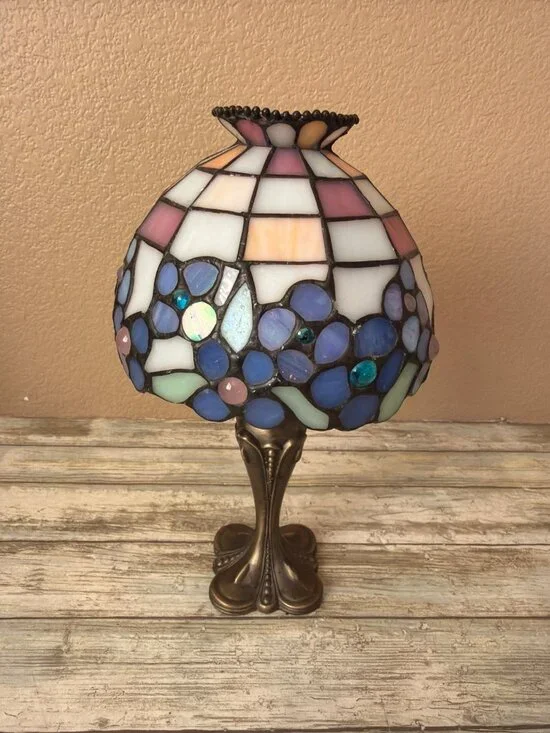 Vintage PartyLite Hydrangea Tiffany-Style Stained Glass Tealight Candleholder - Picture 13 of 16